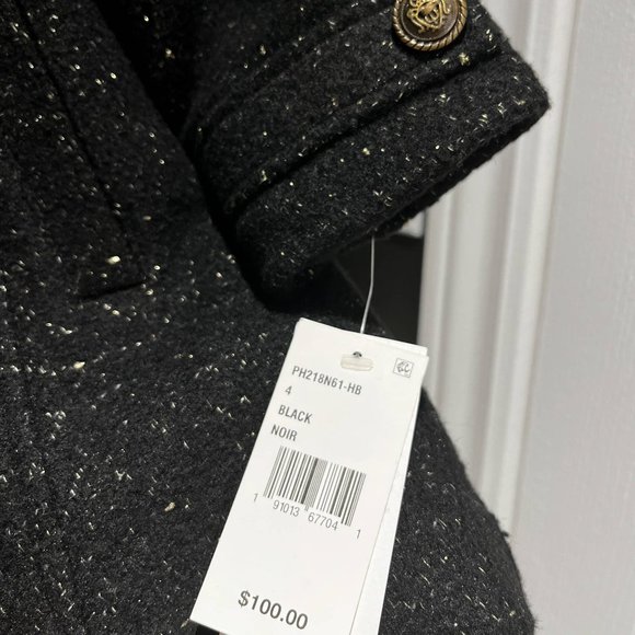 Jessica Simpson - Girls peacoat, faux-fur collar, sparkles in Black (Size 4) NWT - Picture 4 of 4